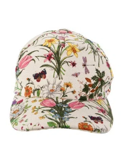 Pre-owned Gucci Floral Gg Canvas Baseball Cap In Neutral