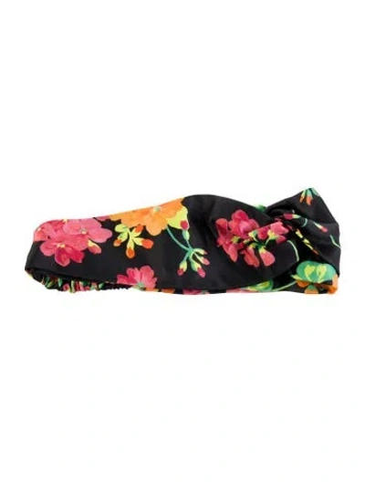 Pre-owned Gucci Floral Headband In Black