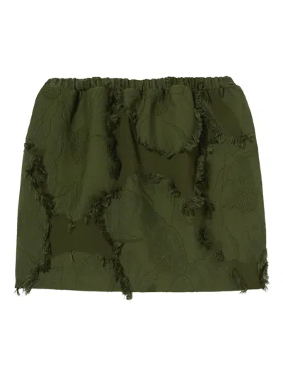 Gucci Floral-jacquard Frayed Mini Skirt