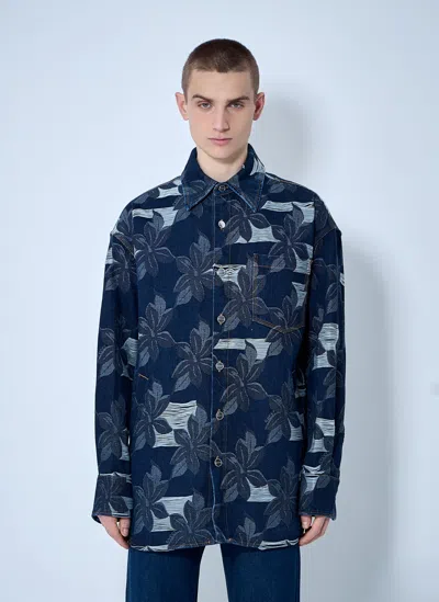 GUCCI FLORAL JACQUARED DENIM SHIRT