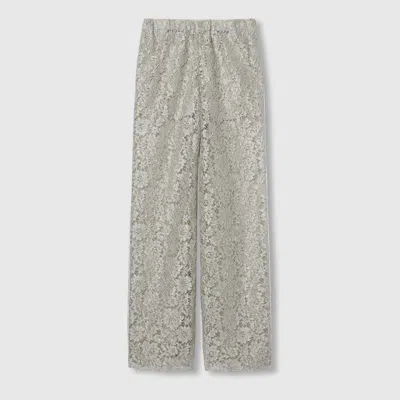 Gucci Floral Lace Lamé Pants In Green