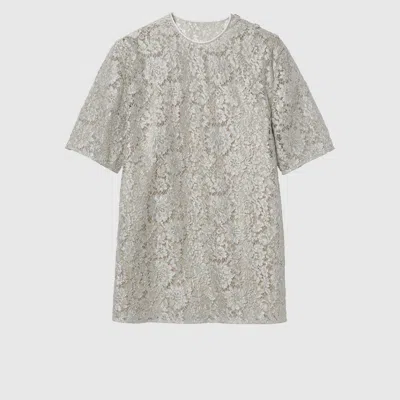 Gucci Floral Lace Lamé Top In White