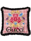 Gucci Floral Logo-embroidered Cushion In Multi