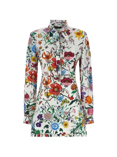 Gucci Floral Mini Dress In Multi