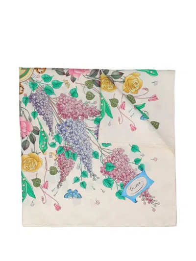 Pre-owned Gucci Floral-pattern Silk Scarf