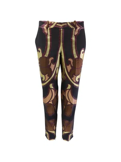 Pre-owned Gucci Floral-patterned Trousers In Black