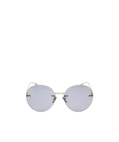Gucci Floral-pendant Round-frame Sunglasses In Gold