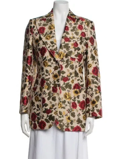 Pre-owned Gucci Floral Print Blazer In Neutrals