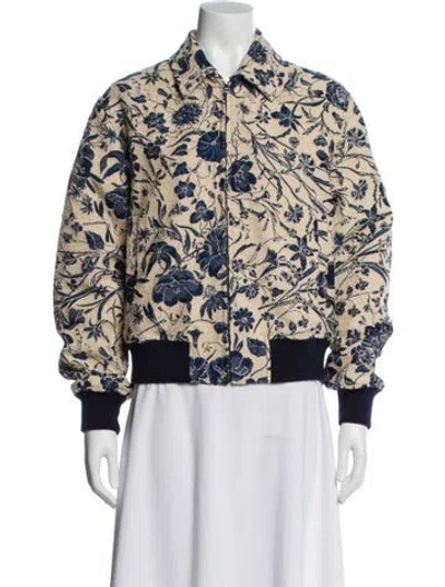Pre-owned Gucci Floral Print Bomber Jacket W/ Tags In Brown