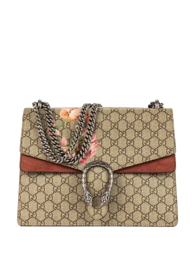 Pre-owned Gucci Floral Print Chain Bag In Neutral
