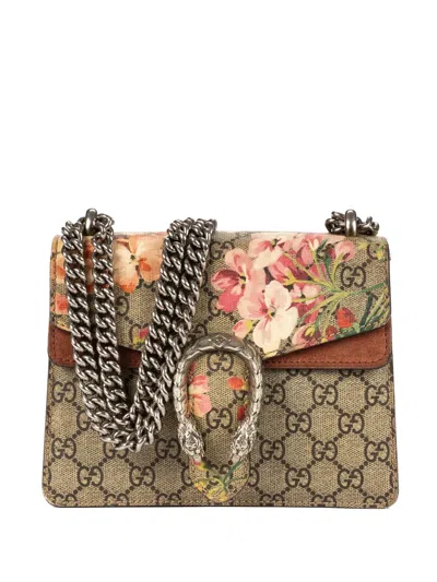 Pre-owned Gucci Floral Print Chain Bag In Neutral