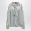 Gucci Flora Print Silk Chiffon Blouse In Gray