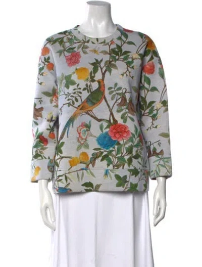Pre-owned Gucci Floral Print Crew Neck Sweater In Grey