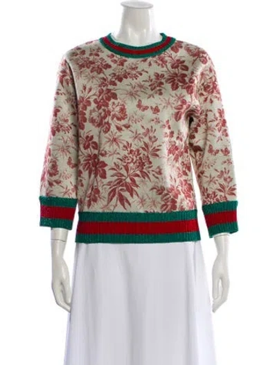 Pre-owned Gucci Floral Print Crew Neck Sweater In Multi