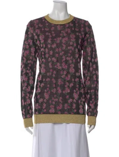 Pre-owned Gucci Floral Print Crew Neck Sweater In Multi