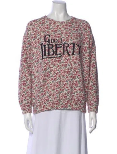 Pre-owned Gucci Floral Print Crew Neck Sweatshirt In Neutral