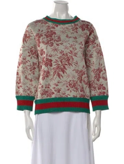 Pre-owned Gucci Floral Print Crew Neck Sweatshirt In Neutral