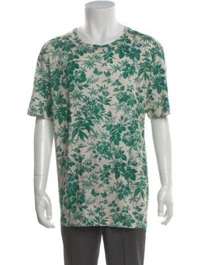 Pre-owned Gucci Floral Print Crew Neck T-shirt In Green