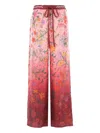 Gucci Floral Print Wide Leg Trousers With Elastic Waistband In Gold