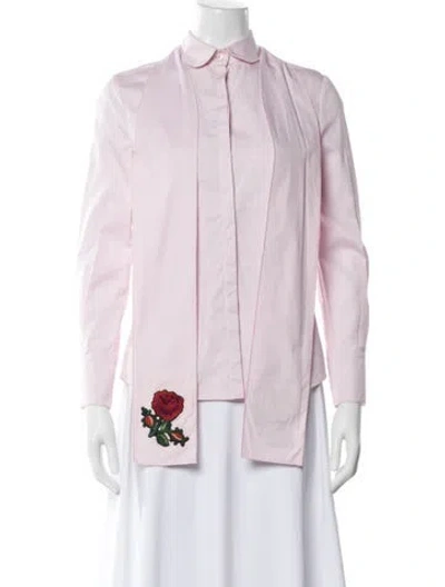 Pre-owned Gucci Floral Print Long Sleeve Blouse In Pink