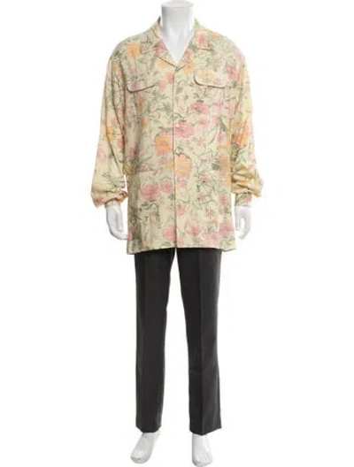 Pre-owned Gucci Floral Print Long Sleeve Shirt In Neutral