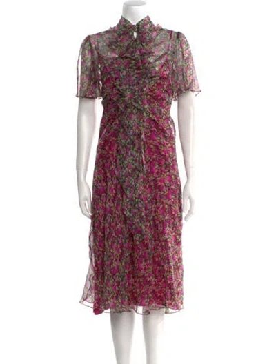 Pre-owned Gucci Floral Print Midi Length Dress In Multi