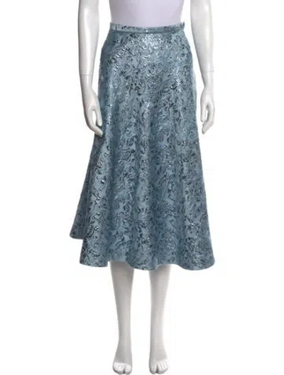 Pre-owned Gucci Floral Print Midi Length Skirt In Blue