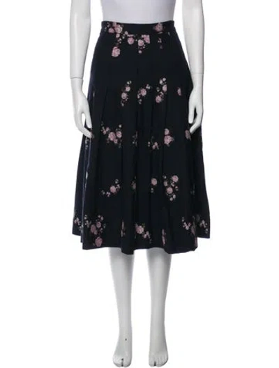 Pre-owned Gucci Floral Print Midi Length Skirt In Blue
