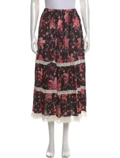 Pre-owned Gucci Floral Print Midi Length Skirt In Pink