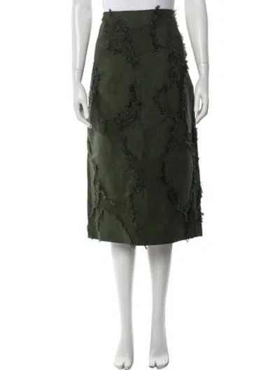 Pre-owned Gucci Floral Print Midi Length Skirt W/ Tags In Green