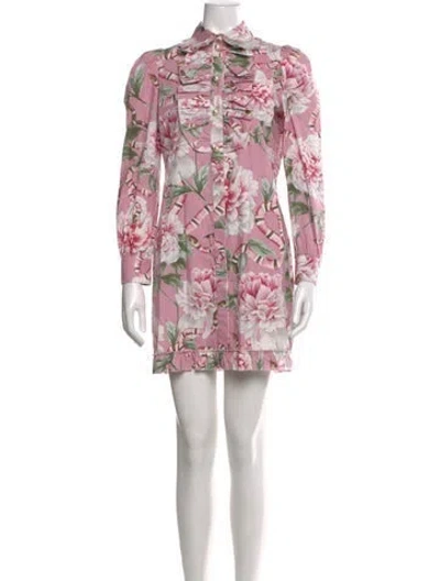 Pre-owned Gucci Floral Print Mini Dress In Pink