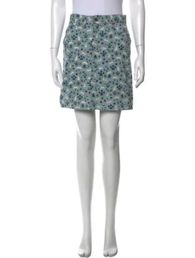Pre-owned Gucci Floral Print Mini Skirt In Blue