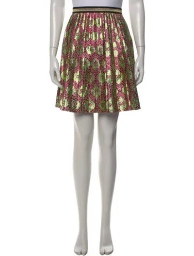 Pre-owned Gucci Floral Print Mini Skirt W/ Tags In Green