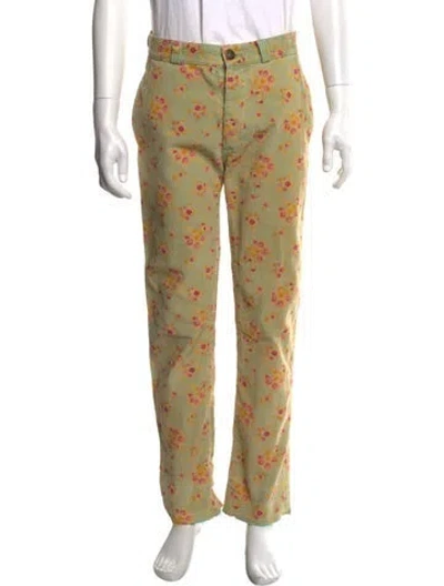 Pre-owned Gucci Floral Print Pants In Green