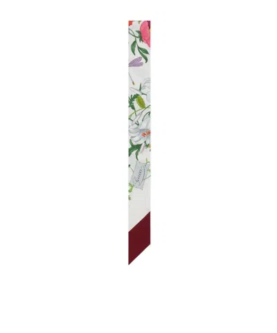 Gucci Floral Print Pattern Scarf In White