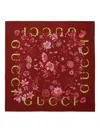 Gucci Floral-print Scarf In Burgundy