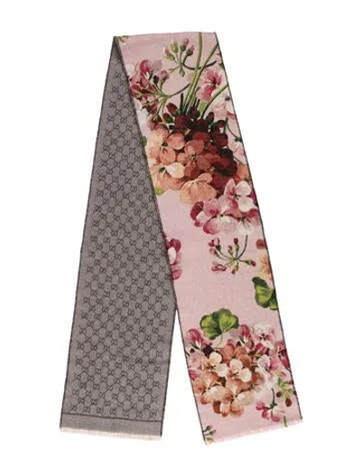 Pre-owned Gucci Floral Print Scarf In Pink