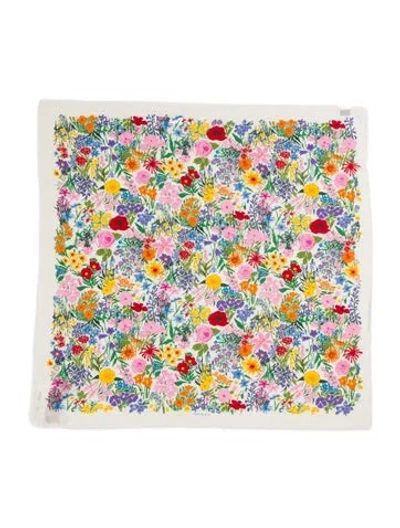 Pre-owned Gucci Floral Print Scarf W/ Tags In Blue