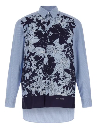 Gucci Floral-print Shirt In Brown