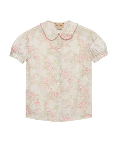 Gucci Floral-print Shirt In Nude
