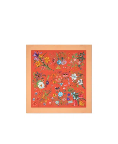 Gucci Floral-print Silk Carré In Red