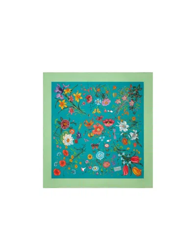 Gucci Floral-print Silk Scarf In Green