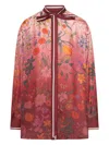 Gucci Silk Shirt With Flora Print And Tie Bow In Red