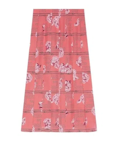 Gucci Floral-print Silk Skirt In Pink