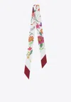 Gucci Floral Print Silk Thin Scarf In Multi