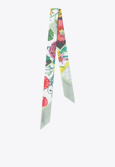 Gucci Floral Print Silk Twill Bandeau Scarf In Multi