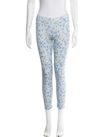 Pre-owned Gucci Floral Print Skinny Leg Pants W/ Tags In Blue