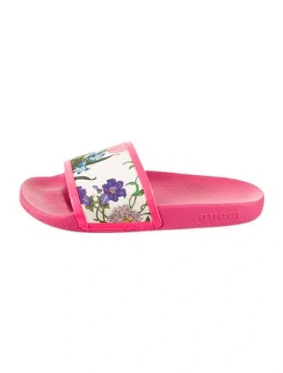 Pre-owned Gucci Floral Print Slides In Pink
