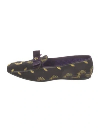 Pre-owned Gucci Floral Print Slippers In Black/purple