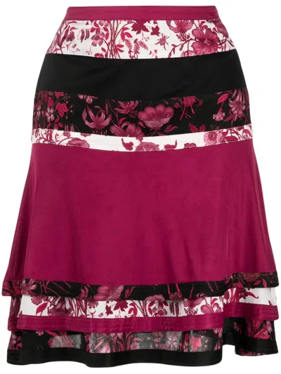 Pre-owned Gucci Floral-print Tiered Mini Skirt In Multicolour